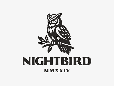 Nightbird bird branding concept logo owl