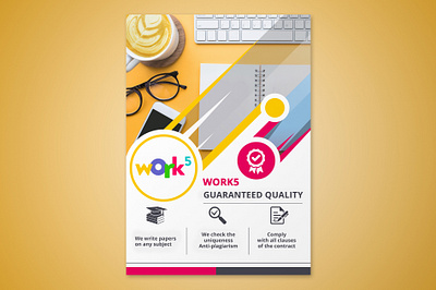 Flyer A5 Work5 advertising print design vector