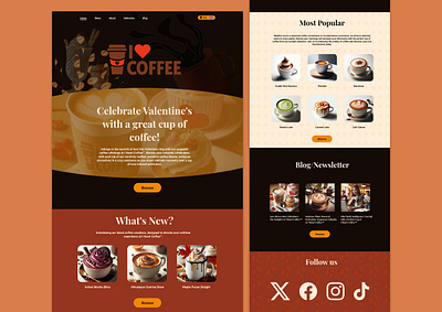 I Heart Coffee - UI Landing page Design for Desktop cafe ui cafe ux design graphic design ui ux ux ui