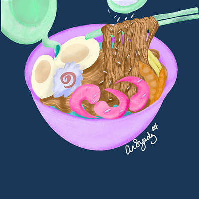 This Just Got Ramen colour theory colourful food graphic illustration playful procreate ramen