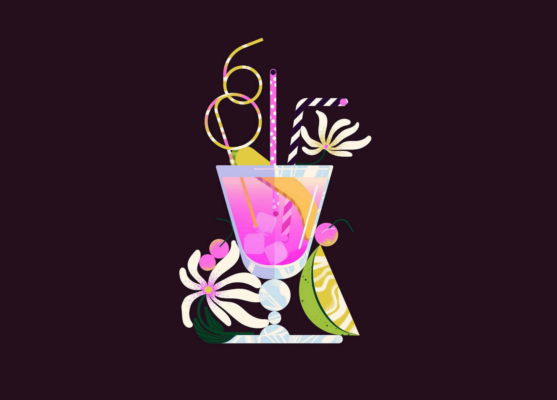 Cheers cocktail drink food fruits glass icon illustrator mocktail pink texture vector