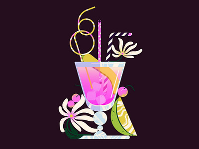 Cheers cocktail drink food fruits glass icon illustrator mocktail pink texture vector