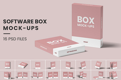 Software Box Packaging Mockup Bundle advertisement advertising branding cardboard commercial concept container marketing merchandise mockup package packaging packing presentation product promotion promotional showcase software