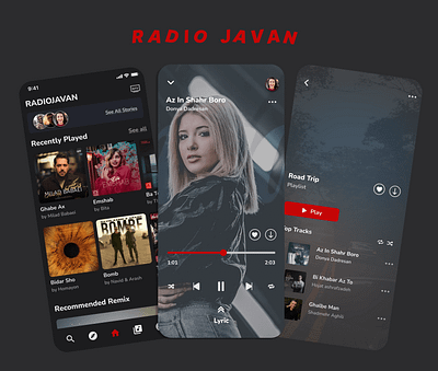 Radio Javan Redesign app design illustration ui ux