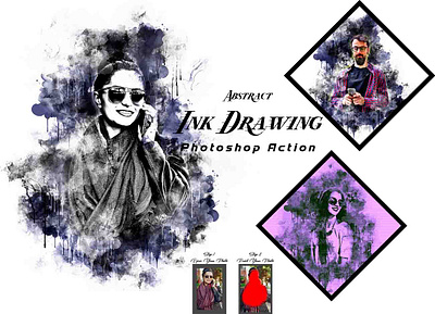 Abstract Ink Drawing Photoshop Action manipulation