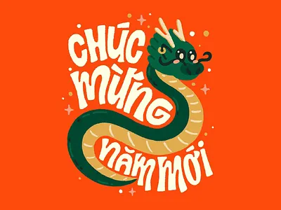 Lunar New Year 2024 - Year of the Dragon 🐲 dragon illustration lettering lunar new year typography year of the dragon