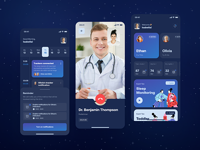 Child Health Sleep App app bento blue child clean design health ios mobile sleep ui ux