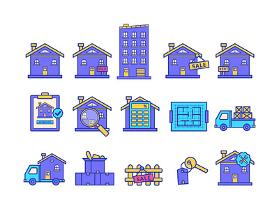 Real Estate Icon Collection app icon logo property realestate set ui vector