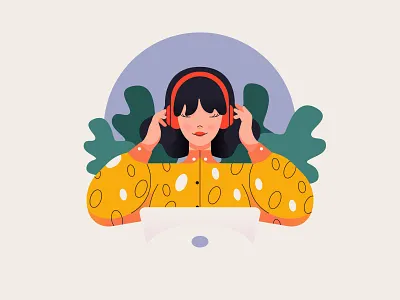 Remote Work branding design graphic design headset icon illustration line minimal person remote retro simple ui woman