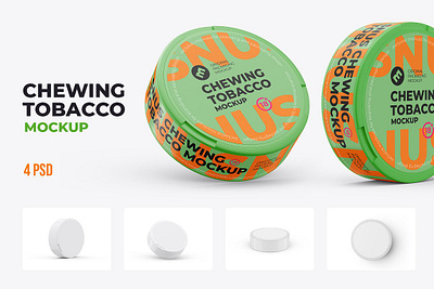 Snus Chewing Tobacco - 4 PSD Mockup can chewing tobacco dry snuff exclusive mock up jar mockup nasal snuff package packaging packaging design psd mock up smoking snuff snus tobacco template tin