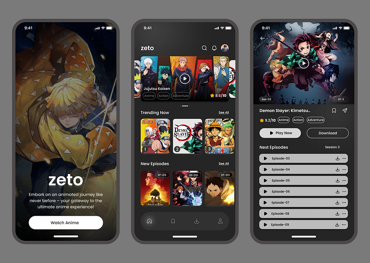 Zeto Anime Watch App Ui Design by Naveenkumar on Dribbble