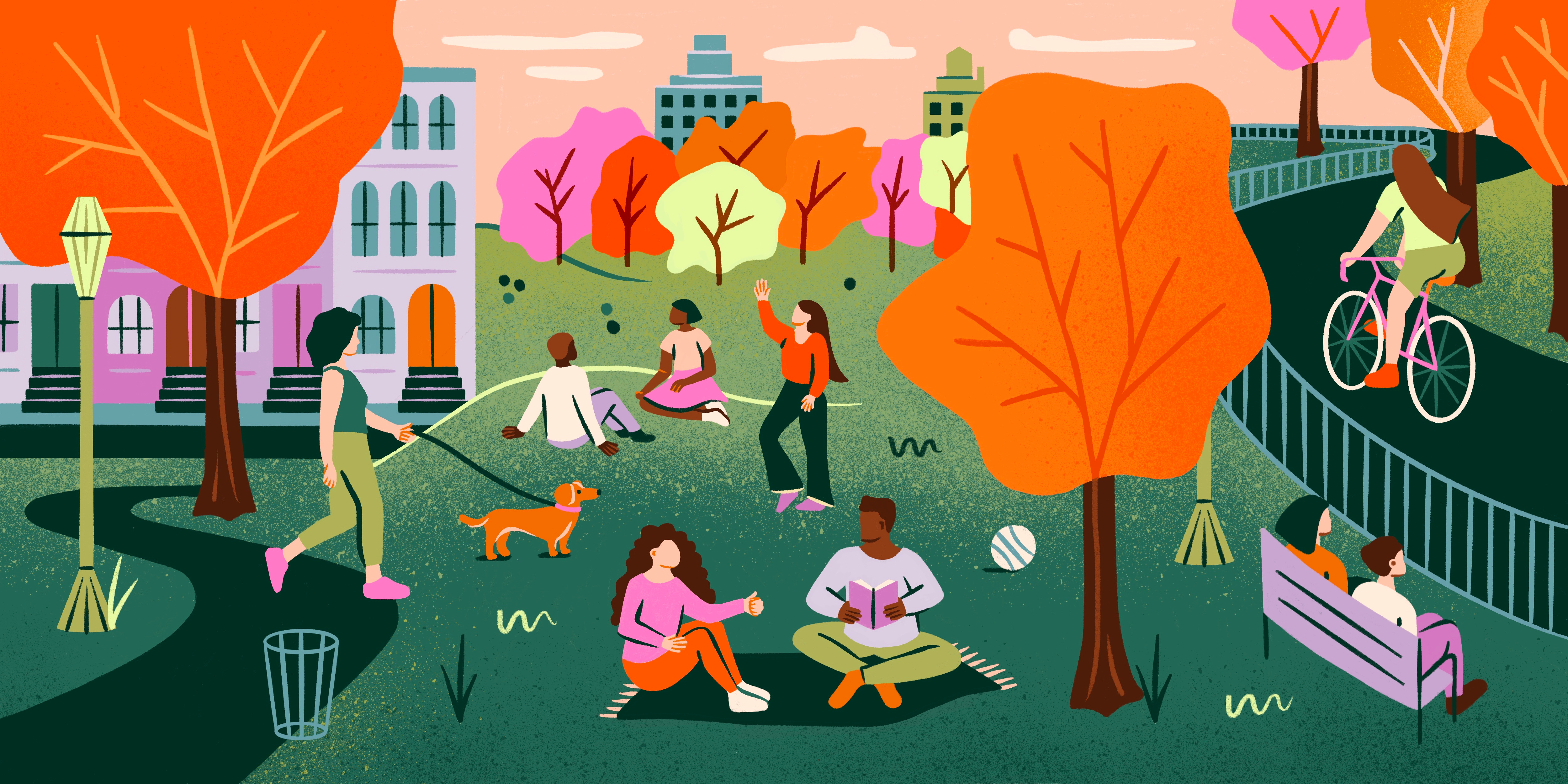 Brooklyn's Backyard 2d illustration brooklyn colorful great outdoors illustration new york city nyc parks prospect park