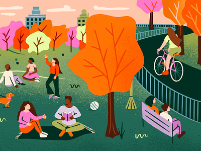 Brooklyn's Backyard 2d illustration brooklyn colorful great outdoors illustration new york city nyc parks prospect park