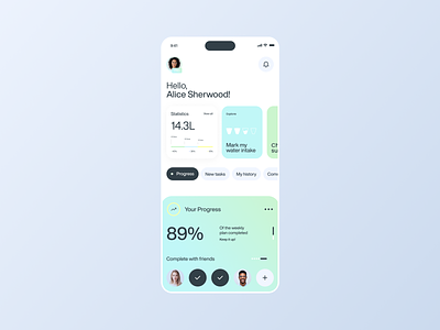 Health & Lifestyle App Design @ Flagship figma health health and wellness healthcare app hydration lifestyle mobile mobile app product design tracking ui uiux ux water tracker