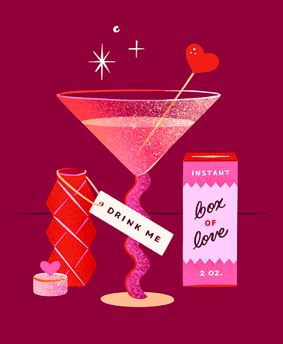 Love Martini 2d illustration cocktail colorful drawing challenge galentines hand lettering illustration lettering love love potion valentines day