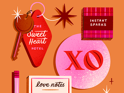 Sweetheart Hotel 2d illustration branding colorful drawing challenge galentines day hand lettering hotel illustration lettering love sweetheart valentines day