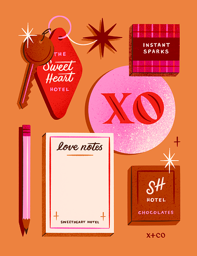 Sweetheart Hotel 2d illustration branding colorful drawing challenge galentines day hand lettering hotel illustration lettering love sweetheart valentines day