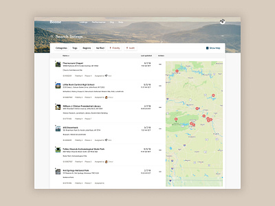 Roadtrippers • Place Data Editor Web App app design filter map modal pins roadtrippers search sort travel ui ux web web app