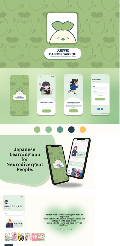 Japanese Learning App UI Concept app branding design ui ux vector