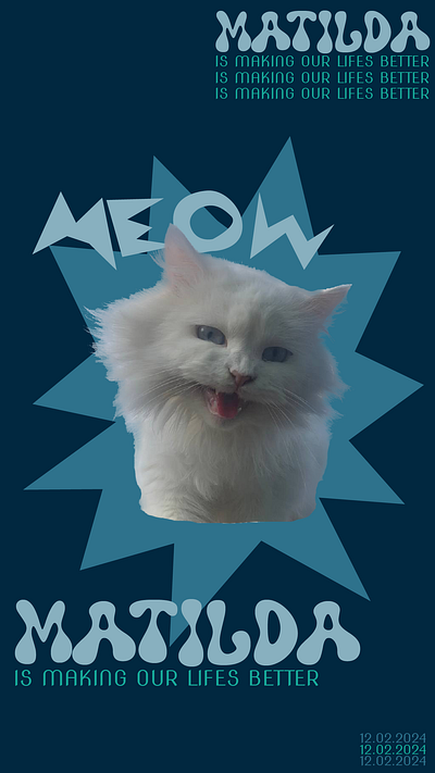 My cat cat graphic design meow poster