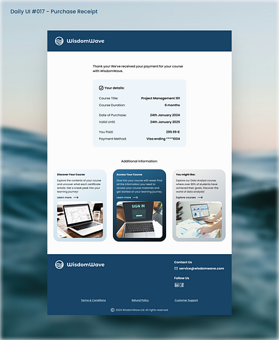 Daily UI #017 - Purchase Receipt daily ui 017 dailyui education learning platform purchase receipt ui