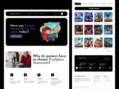 PixelGlem Diamond | Landing Page branding design games landing page landing page design landing page trend page top up game ui ui design uidesign uitrends uiux uiuxdesign uiuxtrend uiuxtrends website