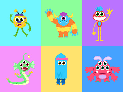 Vector monster concepts animation character childrens cute design illustration kids lit monster vector