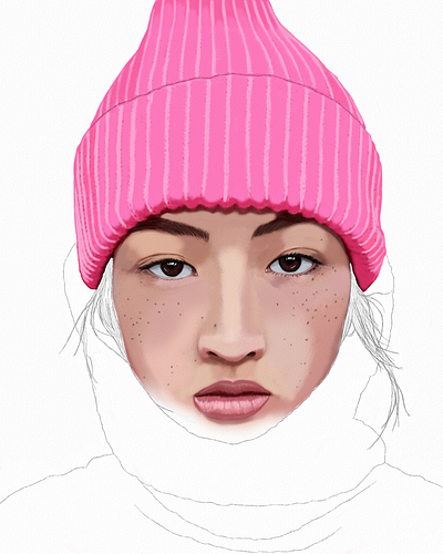 Model Pink Winter Portrait Sketch 2 art arte color design dibujo digitalart drawing illustration model ozgaleano pink portrait retrato sketch ui winter