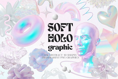 Soft Holo Iridescence 3D Shapes 3d 3d shape abstract foil geometric gradient graphic holographic holographic foil icon iridescent original pastel png retro futurism retro futuristic shimmering soft transparent