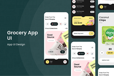 Grocery App UI Design appdesign digitaldesign dribbbleshot ecommerce groceryapp groceryshopping interactiondesign mobileapp mobiledesign mobileui productdesign shoppingapp uiux userexperience userinterface