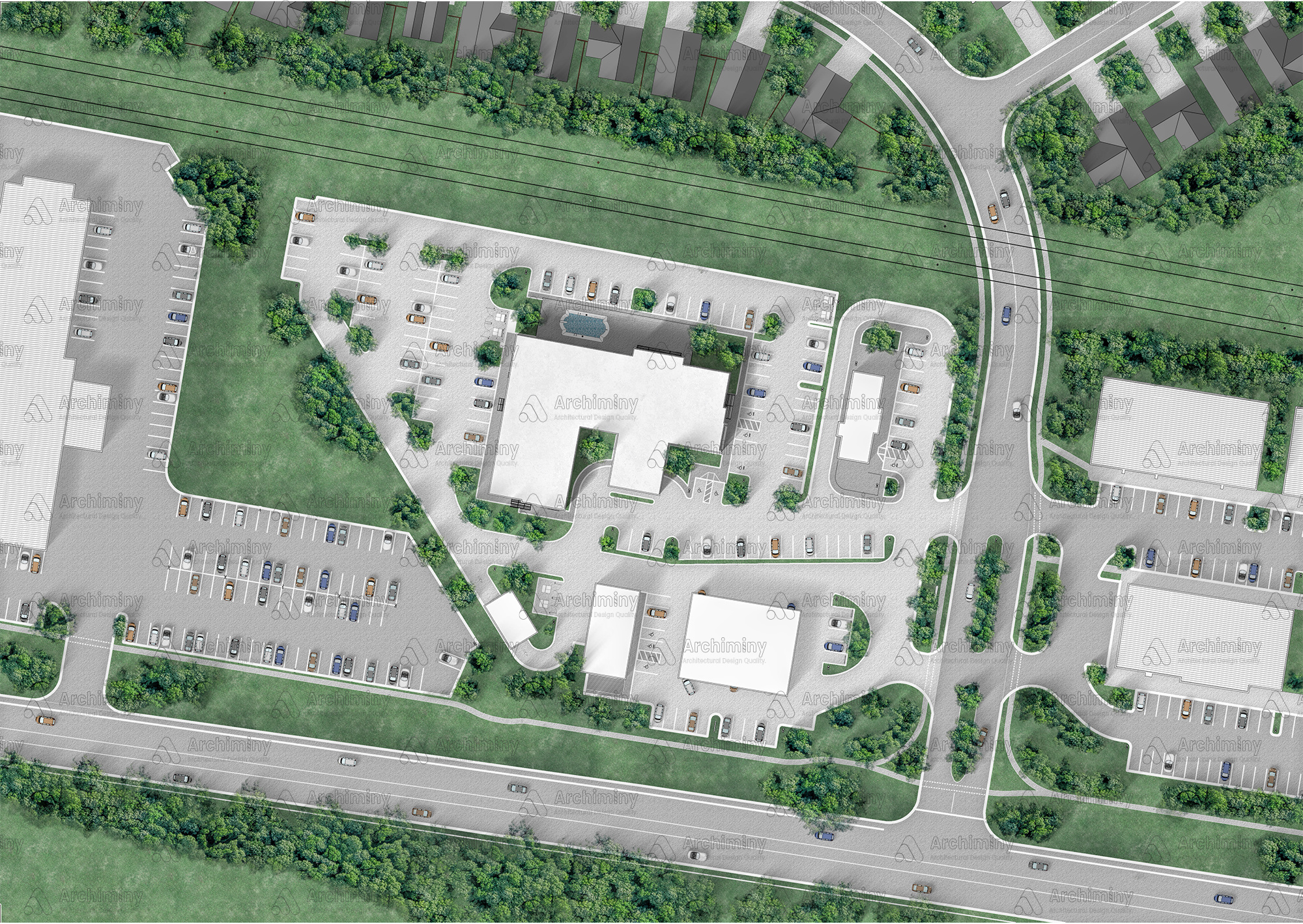 Landscape design_USA_Motif Architect 2d plan rendering 2d rendering archiminy architecture portfoilo architecture site plan floor plan rendering illustration landscape master plan photoshop rendering rendering site plan