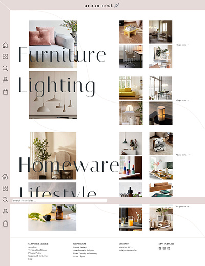 urban nest - a furniture webshop elegant furniture shop landing page product page ui ux web design webshop