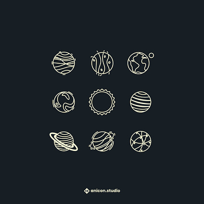 Solar system - ready to animate anicon animated logo design graphic design icon illustration json lottie motion graphics ui