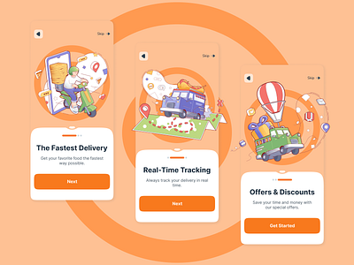 Foodie - Food Delivery App (Splash Screens) delivery design food mobile ui ui design uiux ux uxdesign uxui