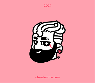Oh! Valentino 2024 Personal Logo beard branding character logo illustrator love oh valentino personal valentino