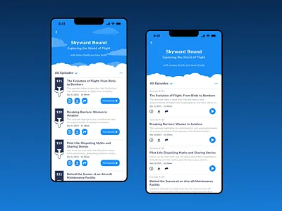 Shift Nudge - The Box Model Assignment airplane aviation box model clouds design digital art episodes flight flying list view mds mobile podcast podcast player product design shift nudge shift nudge homework sky ui ux