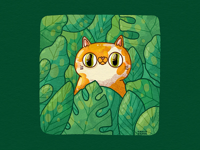 Feeling Wild 2d big eyes cat cute design digital art ginger cat illustration illustrator in disguise nature orange cat wild