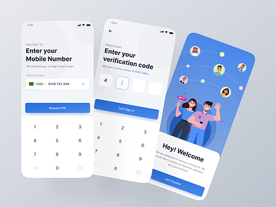 Onboarding Screen Design android app blue clean ios minimal mobile product design ui ux
