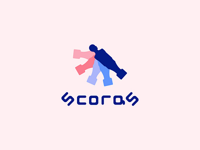 SCORAS active brand identity branding creative design dynamic flat foosball football funky funny game hat logo pastel pointy rent sport