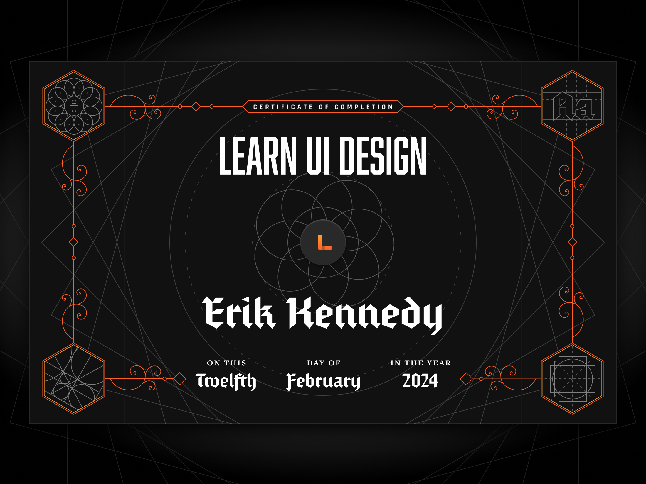 Learn UI Design Certificate of Completion abolition dark education fleisch graphic design rajdhani