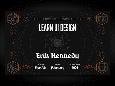 Learn UI Design Certificate of Completion abolition dark education fleisch graphic design rajdhani