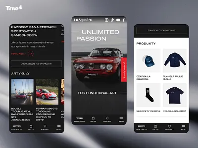 La Squadra car clean design ferrari flat mobile red simple web webdesign website