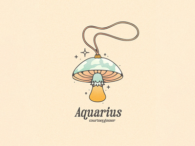 Zodiac Signs As Ornaments: Aquarius adventure apparel graphic botanical brand assets brand identity cute design earth design flowers home illustration mushroom nature product psychadelic shroom vector vintage wild wilderness