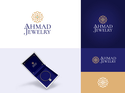 Ahmad Jewelry Logo Design blue brand branding creative design fashion golden illustration inovative inspiration jewellery jewelry logo logo design luxury minimal
