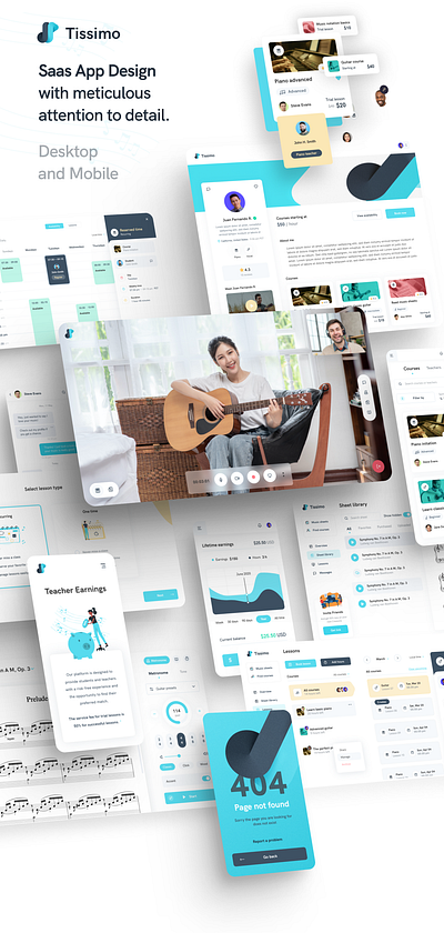 Web Saas Design E-Music Learning App app branding call classroom design graphic design illustration learning logo mobile music responsive room teaching ui ux visual design zoom