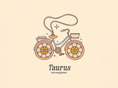 Zodiac Signs As Ornaments: Taurus activity adventure apparel graphic astrology bicycle bike bike ride botanical brand assets brand identity design earth design exercise flowers hiking illustration taurus vintage wilderness zodiac