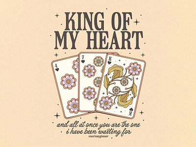 King Of My Heart adventure apparel graphic board game botanical brand assets brand identity design earth design eras tour flowers game illustration king playing cards poker cards queen of hearts swift swifty taylor taylor swift