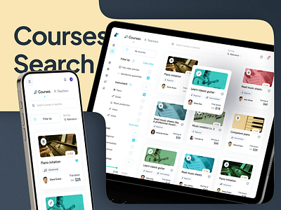 Music Courses Search Design app courses graphic design mobile music search tablet ui ux visual design