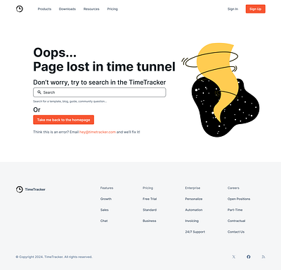 DailyUI #008 TimeTracker 404 Page dailyui design ui website