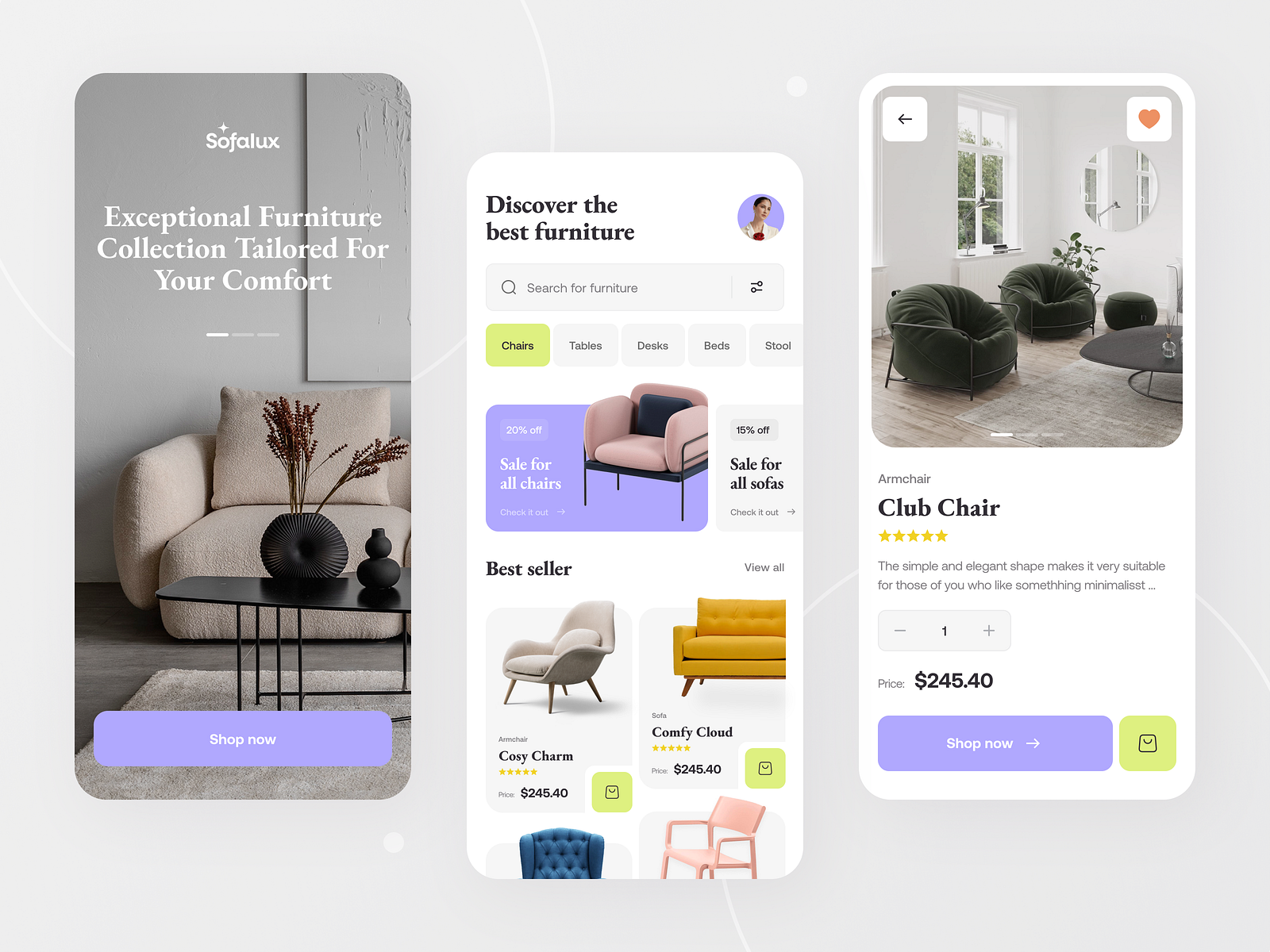 Furniture Shopping Mobile App by Tanya Odynets 🇺🇦 on Dribbble